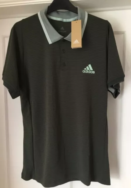 Adidas Tennis Performance Forest Green Freelift Polo Shirt Bnwt Size Medium