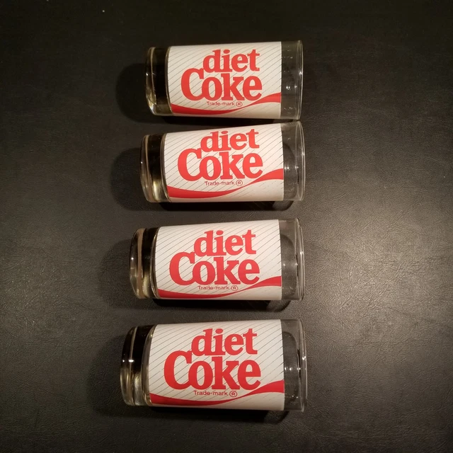 Diet Coke 12oz Beverage Glasses Set of 4 Vintage