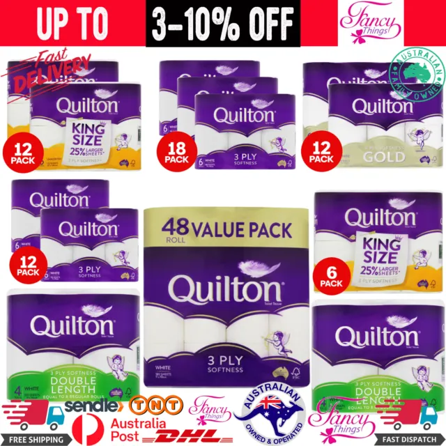 New Quilton Toilet Paper Tissue Rolls 3-Ply 180 Sheets-Best Selling Toilet Paper