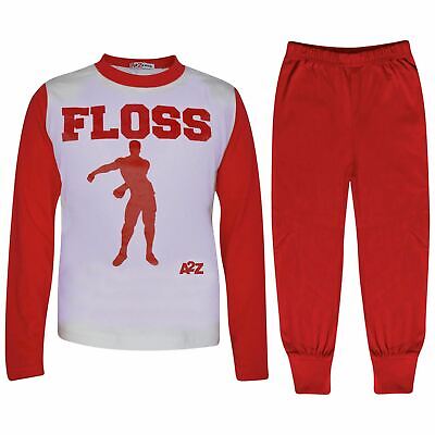 Kids Boys Girls Pyjamas Red Trendy Floss A2Z Print Xmas Loungewear Outfit Sets