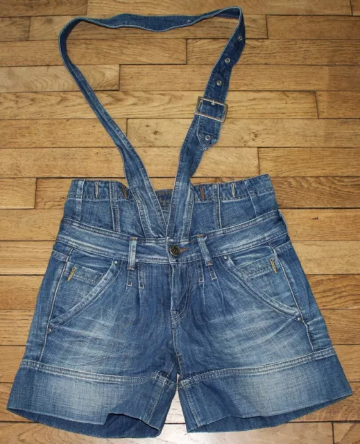 PEPE Short Salopette en Jeans pour Femme W 27 Taille Fr 36 Saube  (Réf #R416)