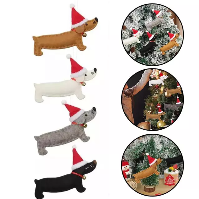 Felt Fabric Sausage Dog Dachshund Reindeer Christmas Tree Hanging Decorations