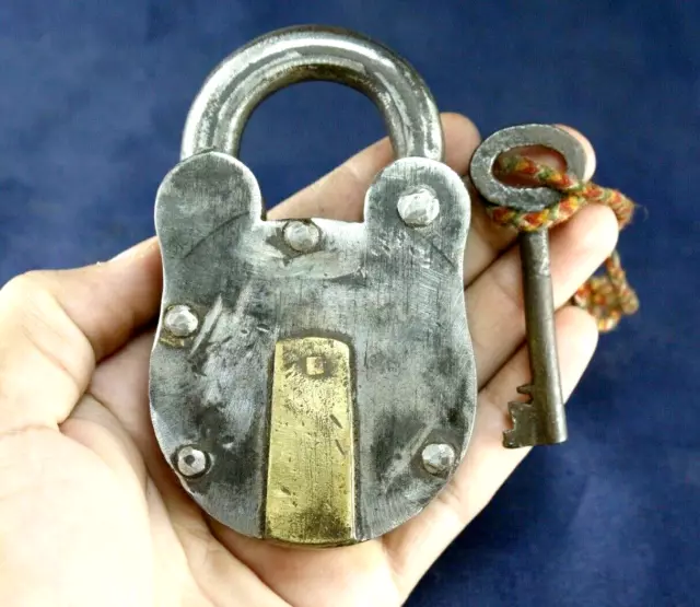 Antique Rare padlock Lock Iron Brass Padlock Vintage Old Finish Handmade Key