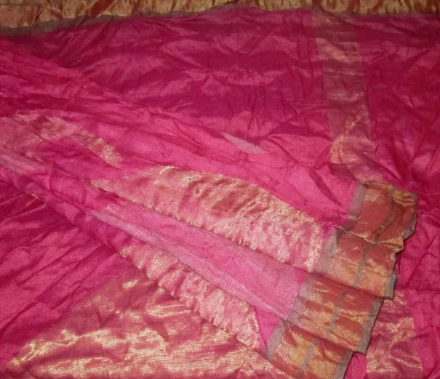 BVH WEARABLE PURE SILK Vintage Sari Saree 5yd 22FEB11514 X12 E856 Magenta #ABCKB