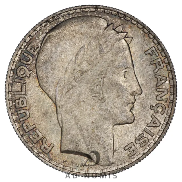 France 20 Francs 1933 Silver Turin AU coin French