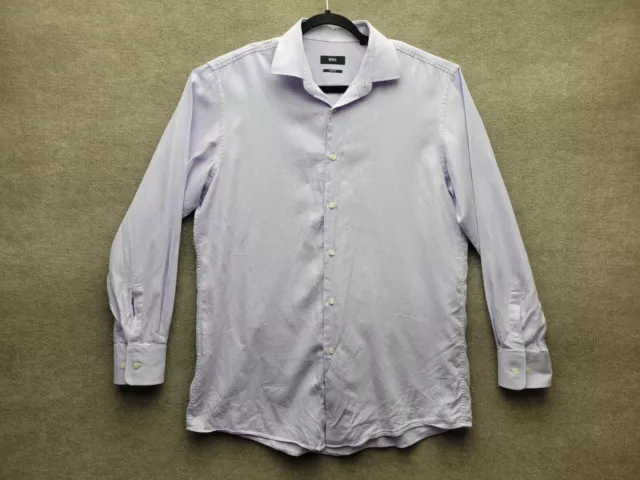 HUGO BOSS Shirt Adult 16 Purple Button Up Long Sleeve Casual Sharp Fit
