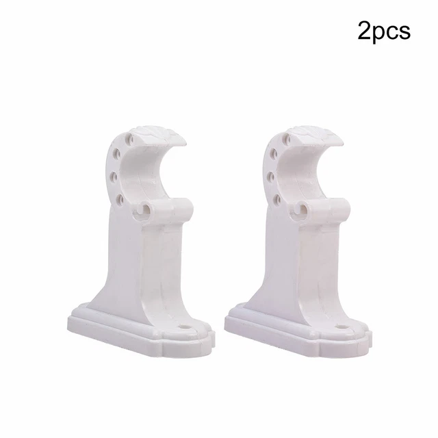 2x Heavy Duty Curtain Rod Pole Wall Brackets Screw Drapery Hook Holder Plastic