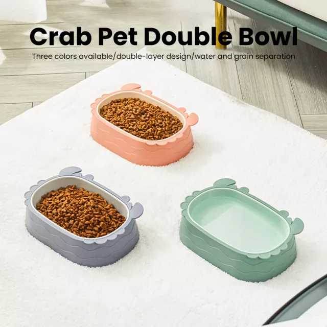 Pet Feeding Bowl Dual Bowls Feeding Cats Dogs Food Snacks Dish Plate Detachable