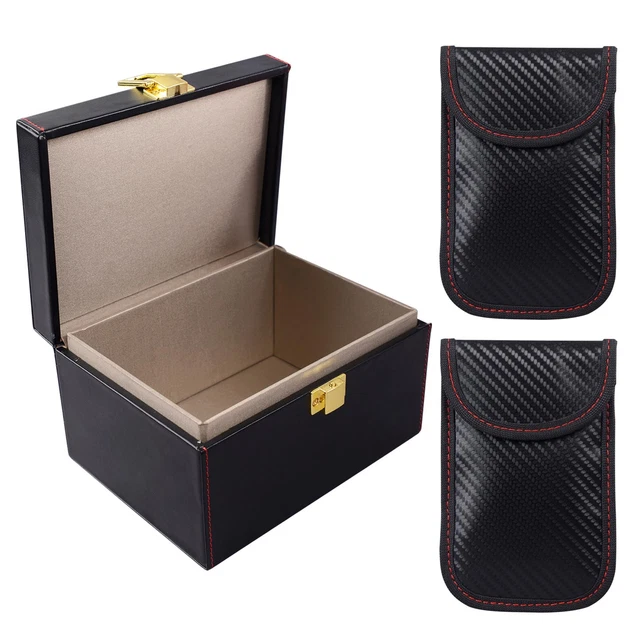 Boîte Faraday Cage Bloqueur de Signal Antivol RFID et 2x Pochette Faraday Key