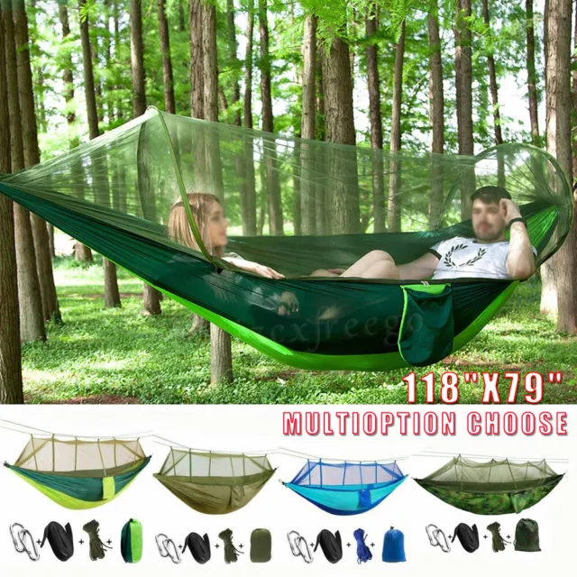 2 Person Double Camping Hammock Chair Bed Outdoor Hanging Swing Sleeping Garden