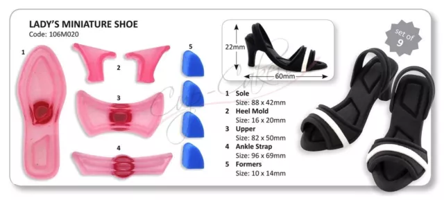 JEM Miniature Ladies Shoe Cutter Set Fondant Gum Paste High Heels Cupcake Topper