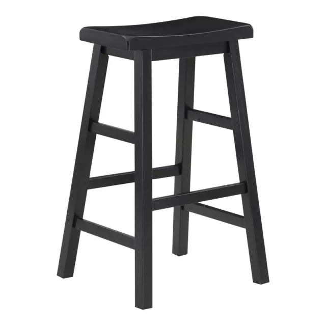 Tulsa 29" Solid Wood Saddle Stool 2-Pack in Black Finish