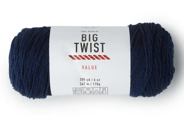 Big Twist Value Yarn Varsity Blue 6 Oz AT520 Lot of 2 