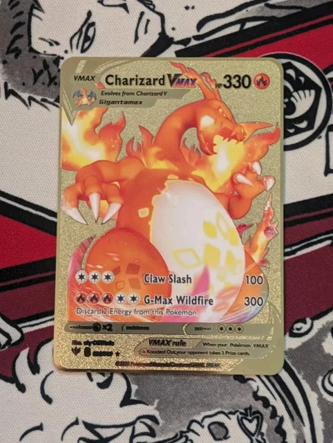Metal Collectible Credit & Charge Cards Pokemon Charizard VMAX Gold Metal  Card - Rare Collectible Metal TCG Card, Near Mint Condition