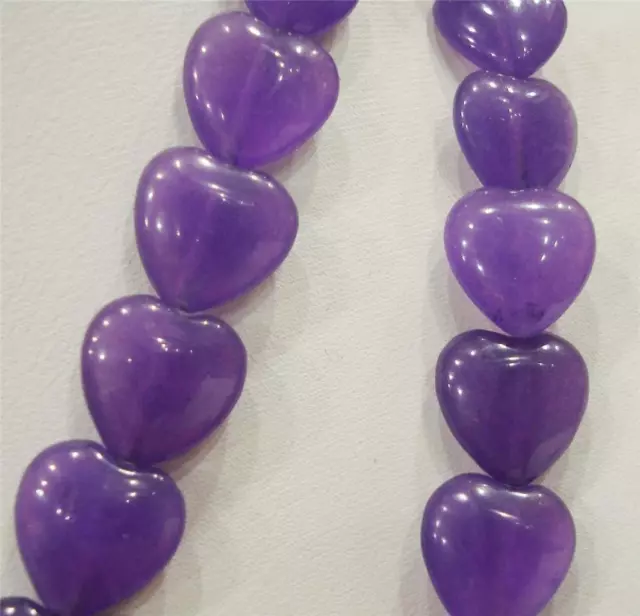Heart-shaped Natural 12x12mm Russian Amethyst Gemstone Purple Loose Beads 15"