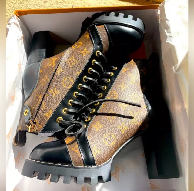 Louis Vuitton Patent Calfskin Monogram Star Trail Ankle Boots Black 40 Nwt