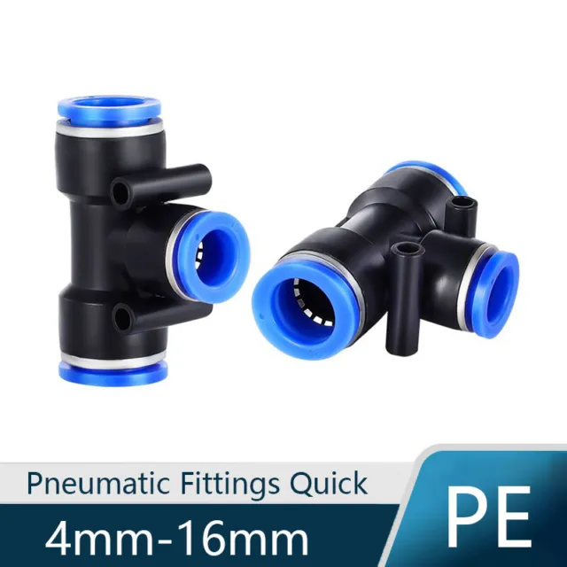 Connector T Type Pneumatic Fittings Quick Connector Air Water Hose 4mm-16mm