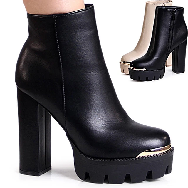 Femmes Plateforme Bottines Escarpins Bottes Cheville Semelle Profilée