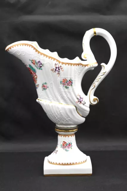 Porcelaine De Paris France Krug Kanne Blumenmotiv & Golddekor Porzellan H 33 cm