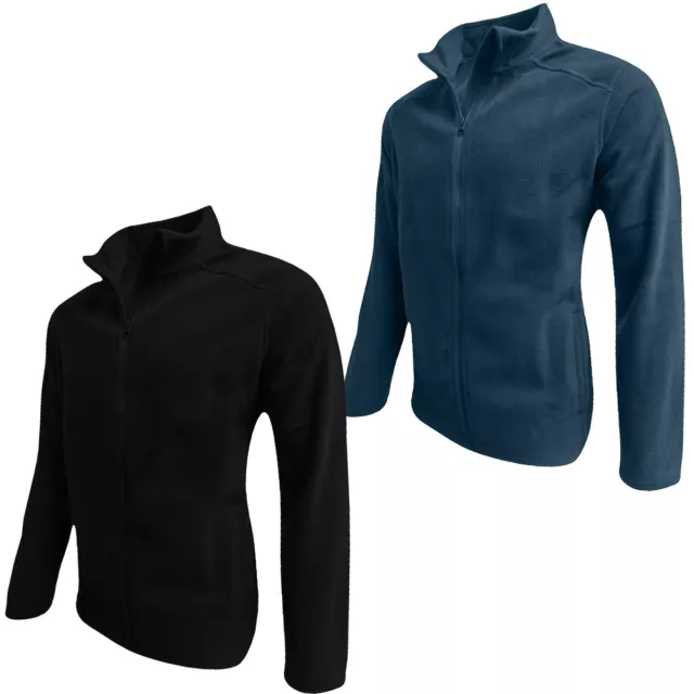 Mens Fleece Full Zip Up Anti Pill Heavy Work Top Warm Outdoor Plain Jacket New 3