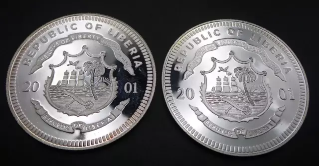 2001 Liberia History of America $20 Silver 8 Coin Collection - B5044 3
