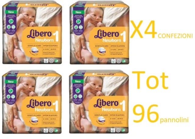 Pannolini Libero Newborn 1 Tg (2-5 kg)Offerta 4 confezioni da 24 pezzi tot 96Pz