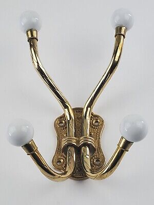 Vintage Brass Butterfly 4 hooks porcelain Knobs Wall Mount coat/hat hanger