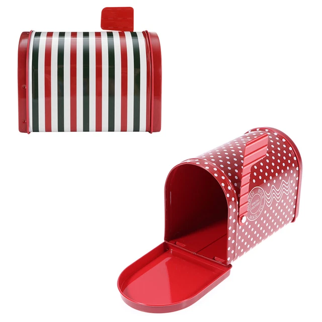 2 pz cassetta delle lettere di Natale scatola di latta ferro Xam contenitore caramelle rosso