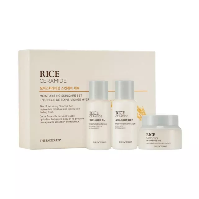 The Face Shop Juego de crema y cuidado de la piel hidratante Rice&Ceramide,...