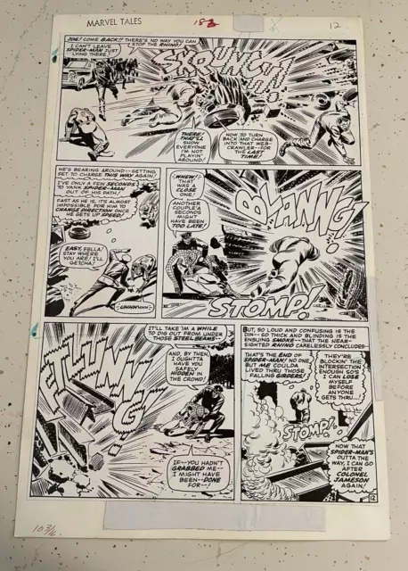 MARVEL TALES #183 SPIDER-MAN ART original prod stat ROMITA BATTLES THE RHINO