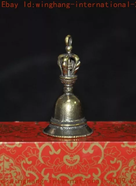 China Buddhism temple bronze Exorcism amulet Bell Chung chimes clock Pendant