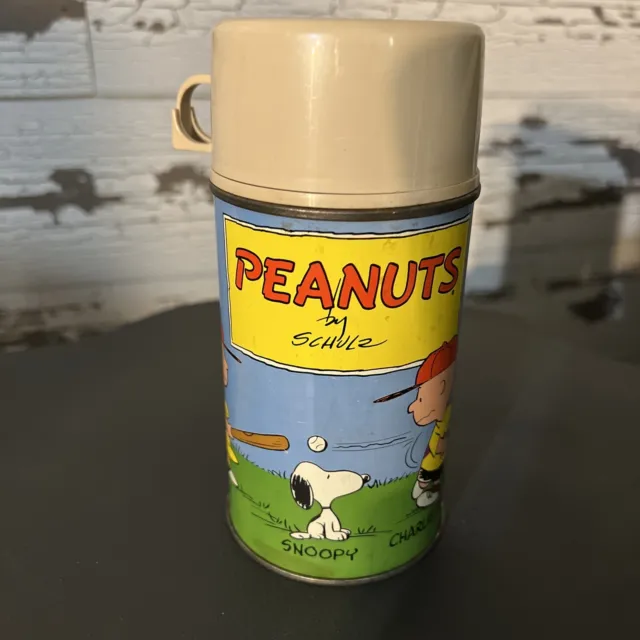 1959 Peanuts by Schulz Baseball Thermos Bottle No. 2868 Vintage! Charlie Brown