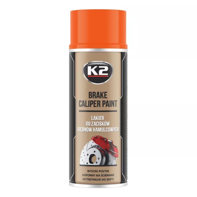 Pinza Freno Arancione Calore Lucido Spray Vernice Resistente 260°C 400ml K2
