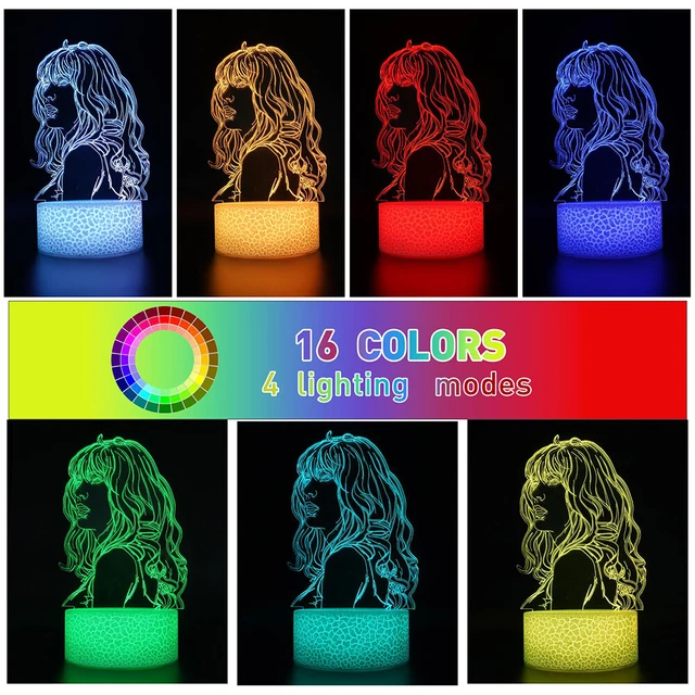 TAYLOR SWIFTIE 3D LED Night Light Lamp 16Color Changing Remote Control