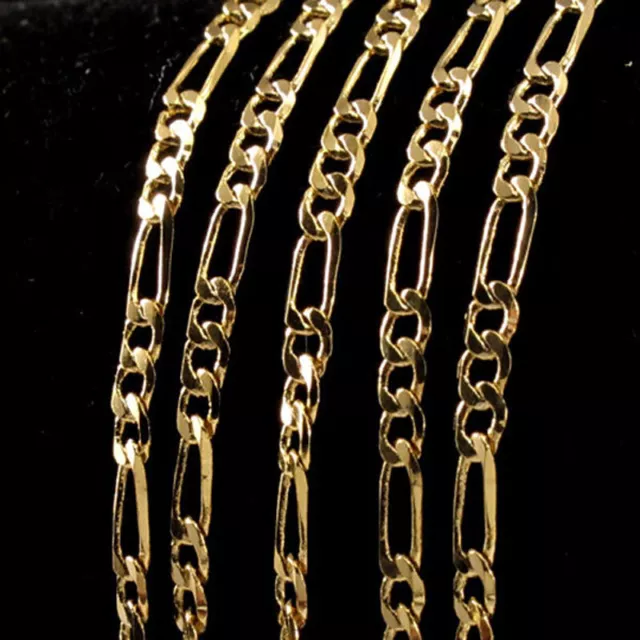 Wholesale 20pcs Gold Plated Figaro Chains Necklace 16-30inch Jewelry Findings