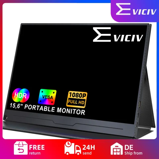 EVICIV Portable Monitor 15,6 Zoll Tragbarer Mobiler IPS Bildschirm FHD HDR HDMI