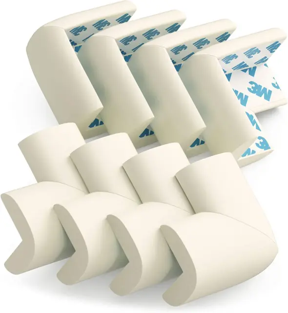 Table Corner Protectors for Baby - Pre-Taped Corner Guards, 8 Pack, Large, Off