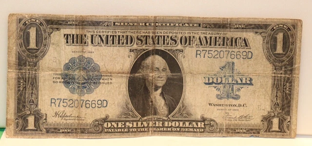 1923 $1 One Dollar Bill SILVER CERTIFICATE BLUE SEAL Speelman/White