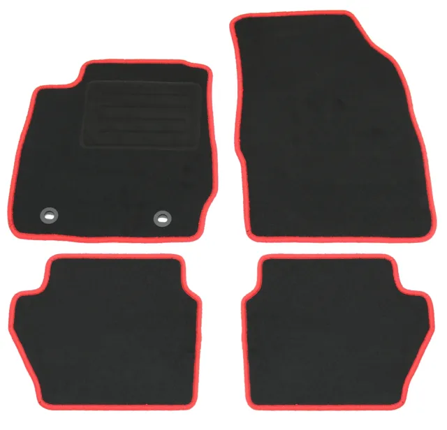 Fußmatten Set für Ford Fiesta MK7 VII 2008-2017 Matten Autoteppiche Rand Rot
