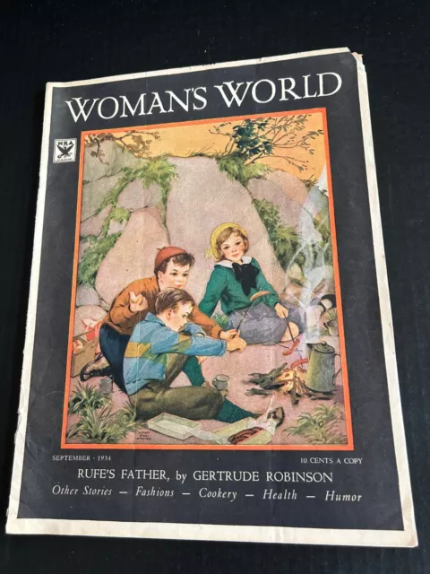 1934 Woman's World September Recipes Stories Health Humor Great Fashion And Ads!