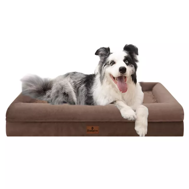 SheSpire Orthopedic Memory Foam Bolster Brown XX-Large Dog Bed w/Removable Cover