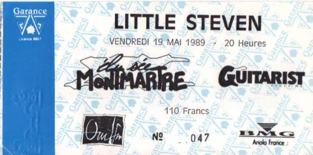 ticket billet place concert used LITTLE STEVEN 1989 PARIS BRUCE SPRINGSTEEN