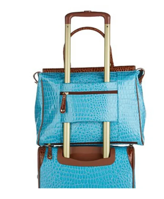 Samantha Brown Luggage 22" Croco Spinner & Dowel Bag  Travel Set - Deep Green 3