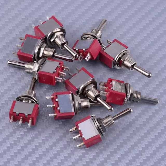 Aus 10X Red 3 Pin 3 Position ON-OFF-ON SPDT Mini Momentary Toggle Switch MTS-123