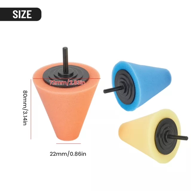 3x Car Buffing Polishing Sponge Pads Kit Foam Cone Polishing Wheel For Drill 3