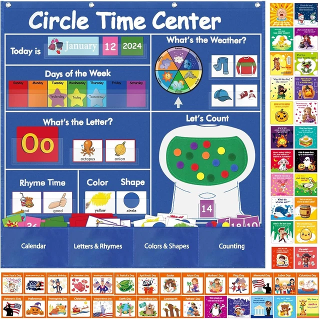 CIRCLE TIME CENTER Classroom Pocket Chart, Educational Chart Teaching ...