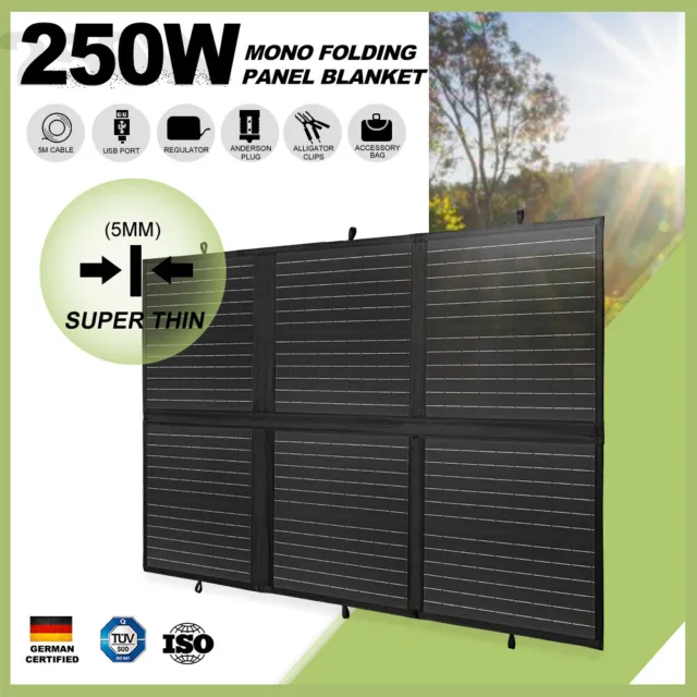 250W 12V Solar Blanket Panel Folding With Dual USB Mono Completed Kit MOBI