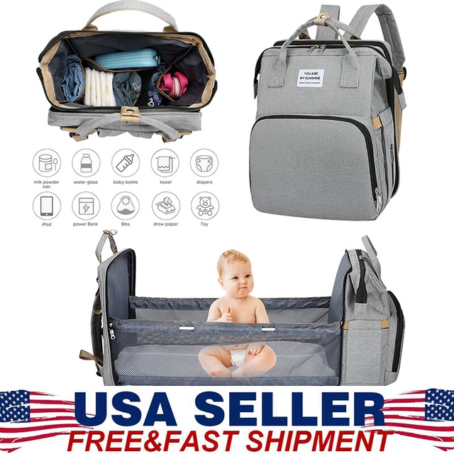 Foldbale Diaper Bag 3 in 1 Baby Bed Portable Bassinet Crib Backpack Travel/Sleep