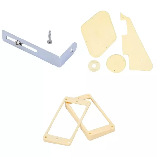 1 Set Cream Guitar Pickguard Back Plate, Curved Pickup Rings For Les Paul LP