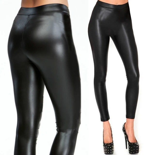 Leggings eco pelle nero SUPER ADERENTI legghins donna leggins MAX QUALITA D0519